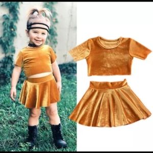 Cute velvet crop top and matching skirt